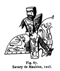 Détail du sceau de sceau de Savary de Mauléon, 1225. (Dessin de G. Demay).