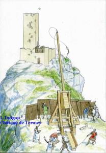 L'attaque du Termenet par Simon de Montfort (Dessin de Lionel Duigou d'après les indications de Gauthier Langlois)